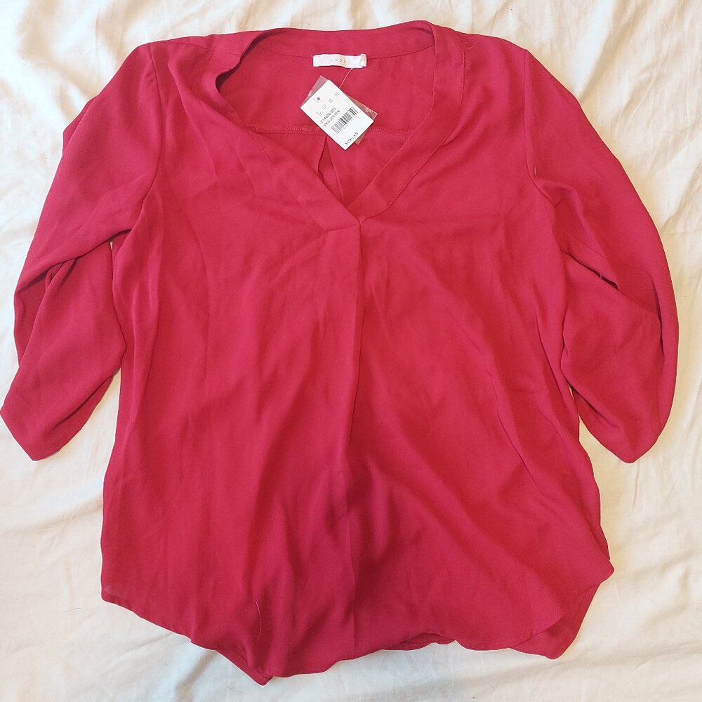 LUSH Red Jester 3/4 Sleeve Blouse - XS